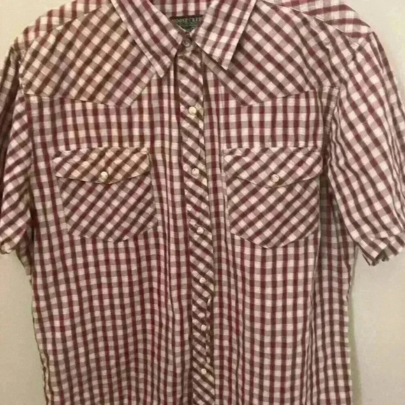 Moose Creek Mens Shirt Large Red Plaid Short Sleeve Button Up Pearl Snap Size XL - Picture 5 of 10